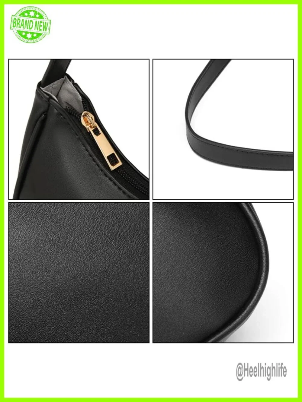 Vegan Leather Hobo Sling Tote Shoulder Bag with Zipper Closure